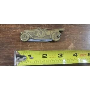 Vintage Brass Handled Collectible Folding Knife Antique Car Shaped